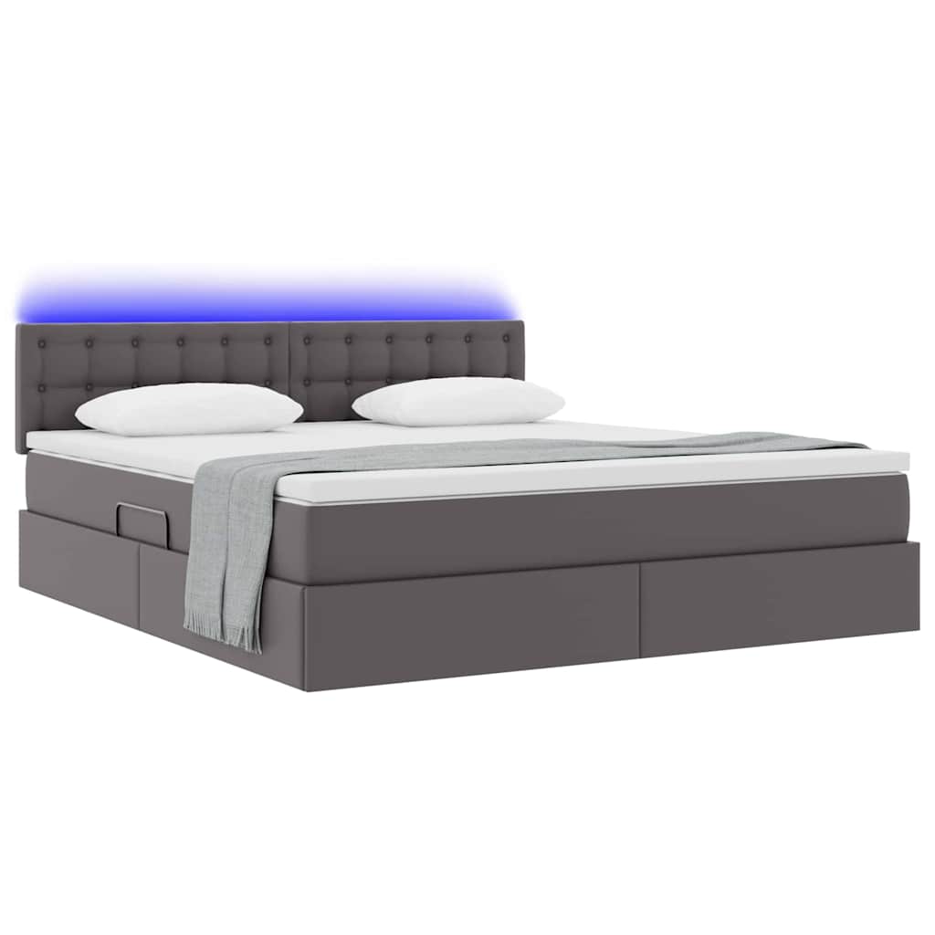 Krevet s prostorom za pohranu s LED-om Siva 160 x 200 cm