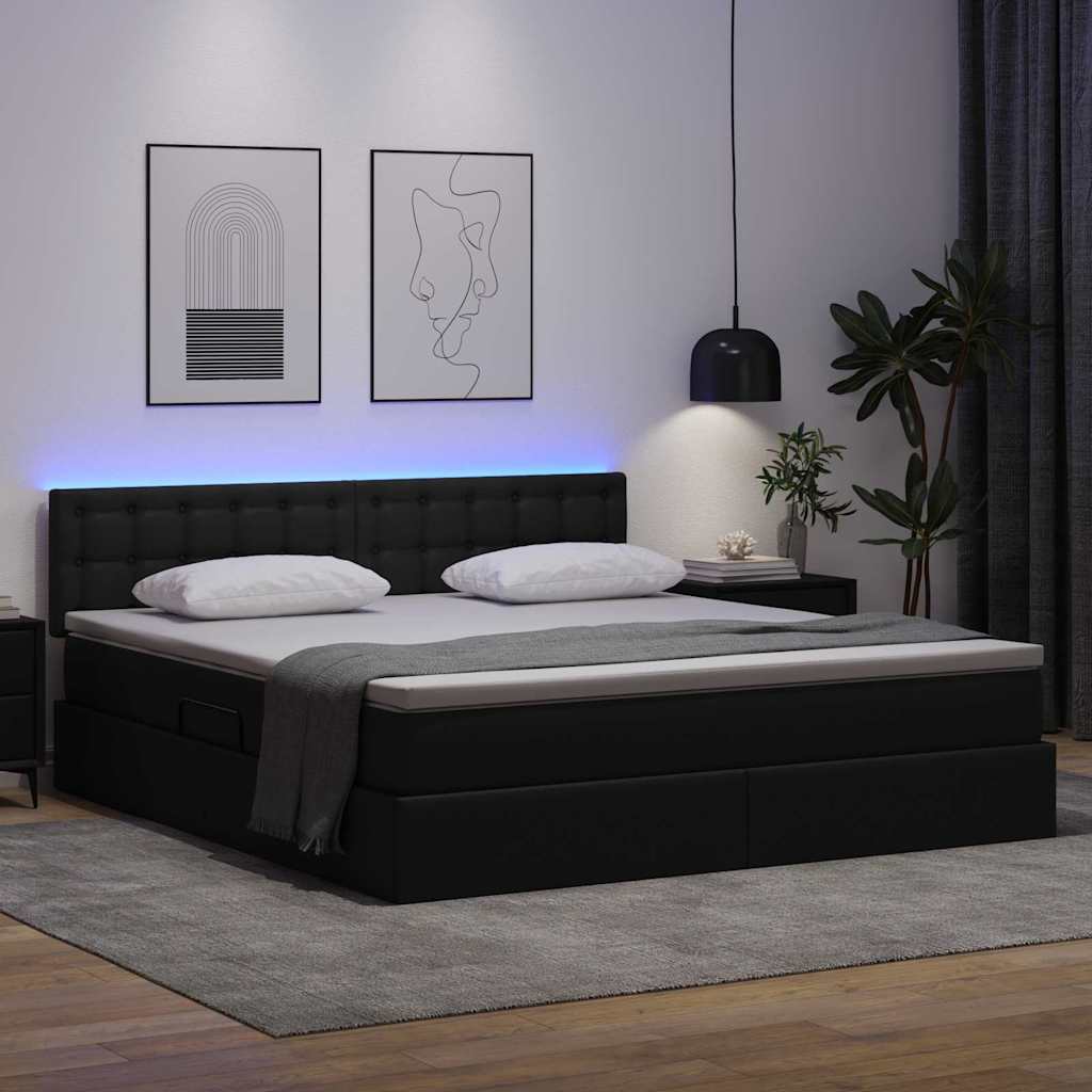 Krevet s prostorom za pohranu s LED-om Crna 180 x 200 cm