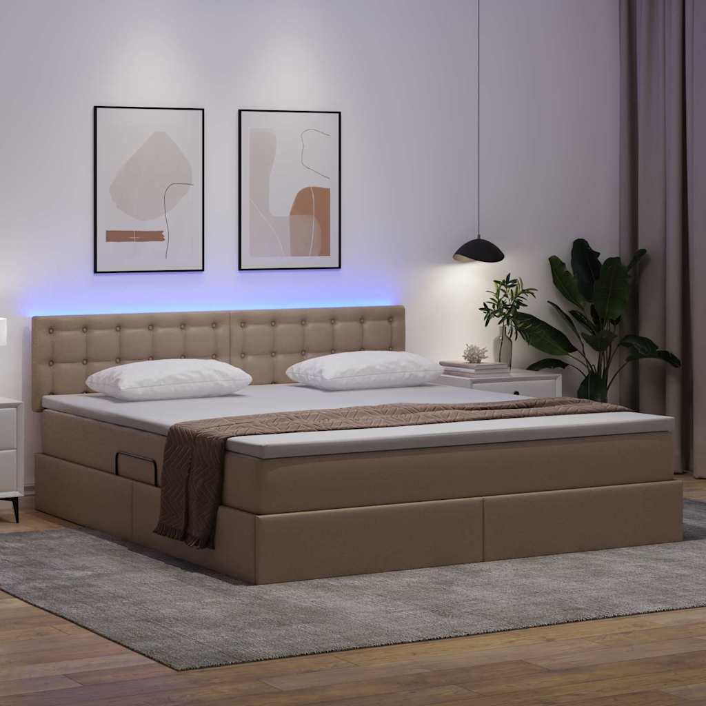 Krevet s prostorom za pohranu s LED-om Kapućino 180 x 200 cm
