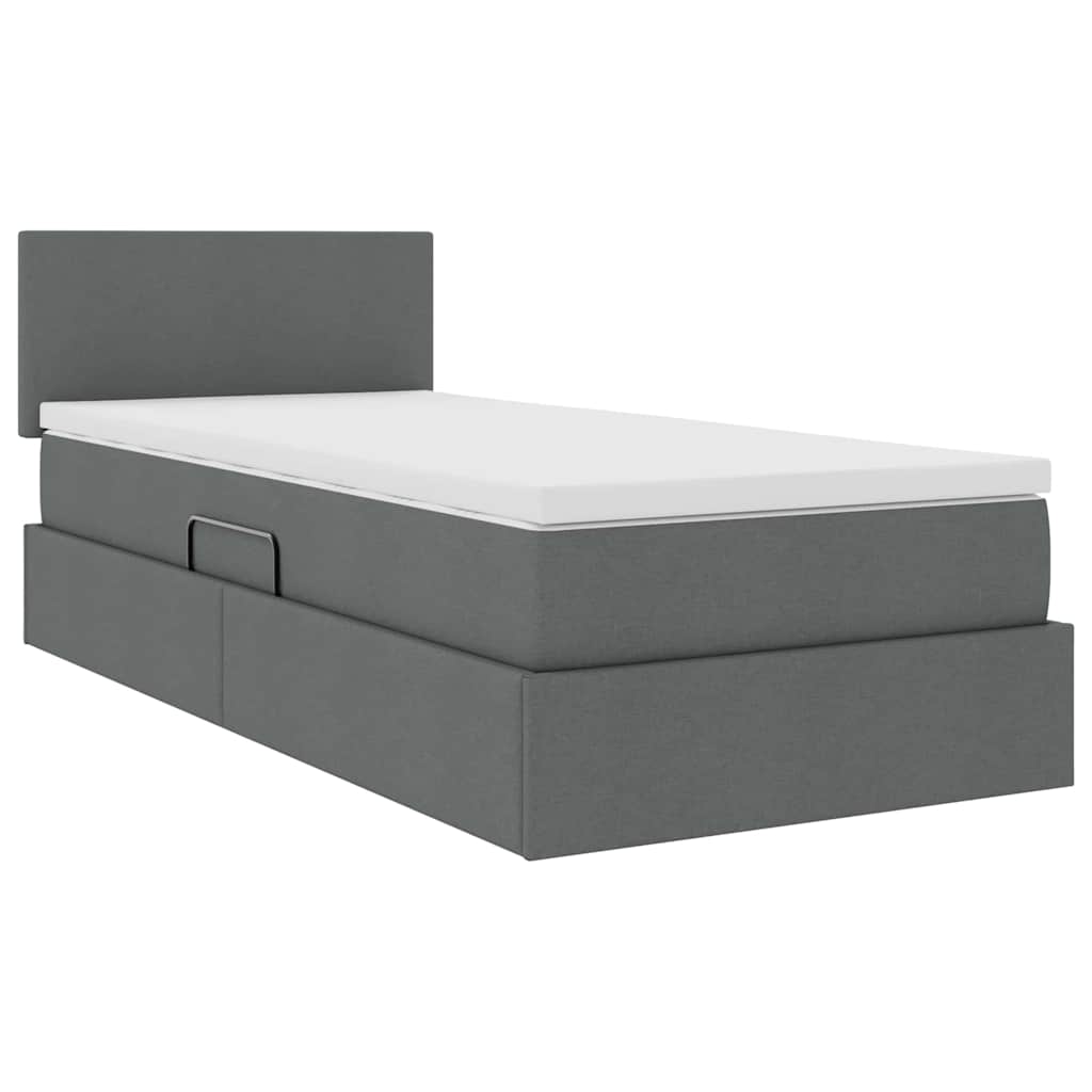 Krevet s prostorom za pohranu s LED-om Tamno siva 90 x 190 cm
