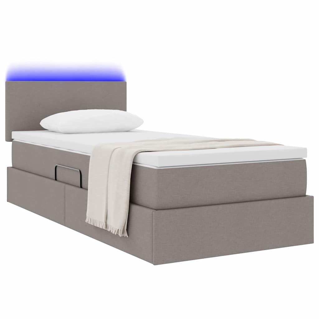 Krevet s prostorom za pohranu s LED-om Sivo-smeđa 90 x 200 cm
