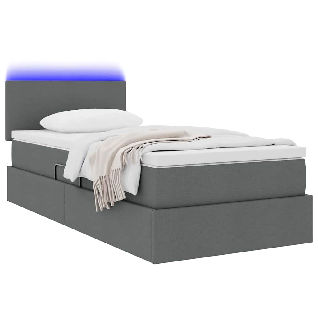 Krevet s prostorom za pohranu s LED-om Tamno siva 100 x 200 cm