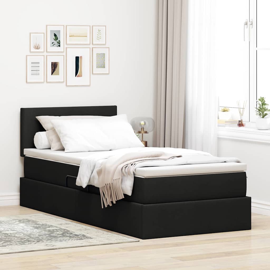 Krevet s prostorom za pohranu s LED-om Crna 100 x 200 cm