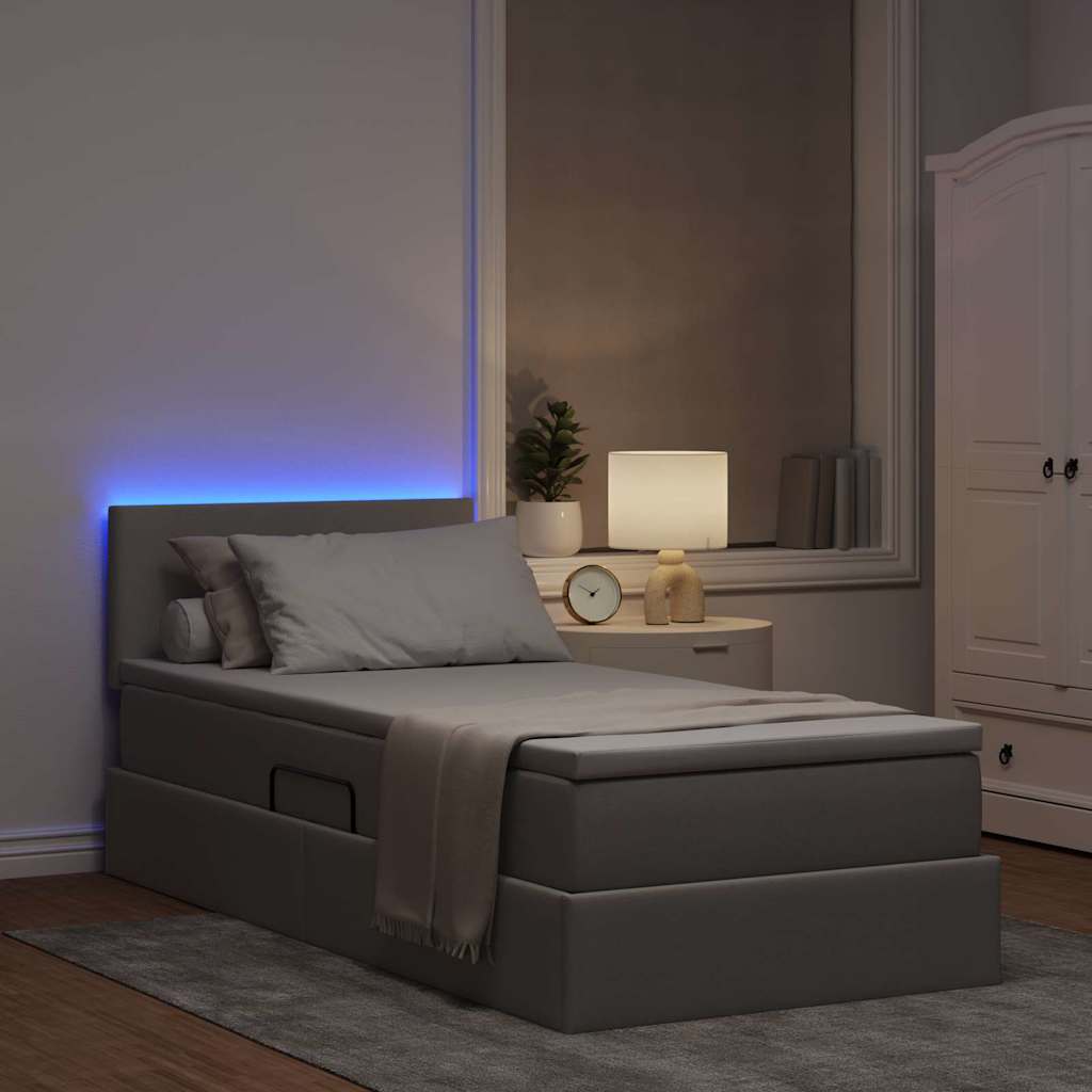 Krevet s prostorom za pohranu s LED-om Sivo-smeđa 100 x 200 cm