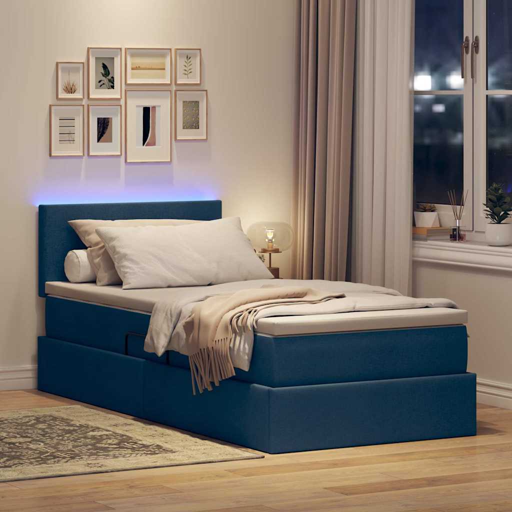 Krevet s prostorom za pohranu s LED-om Plava 100 x 200 cm