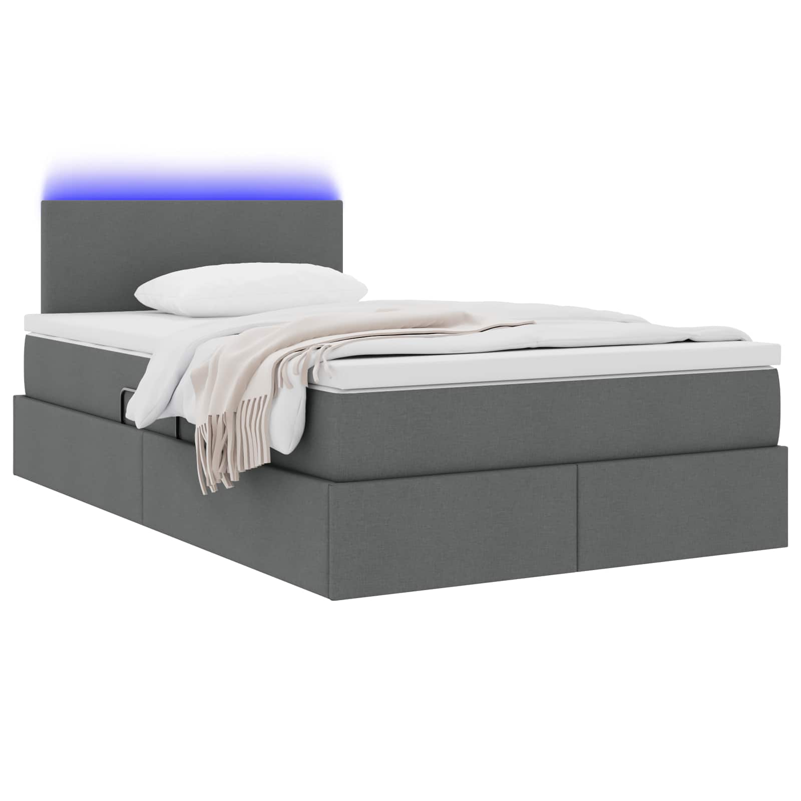 Krevet s prostorom za pohranu s LED-om Tamno siva 120 x 190 cm
