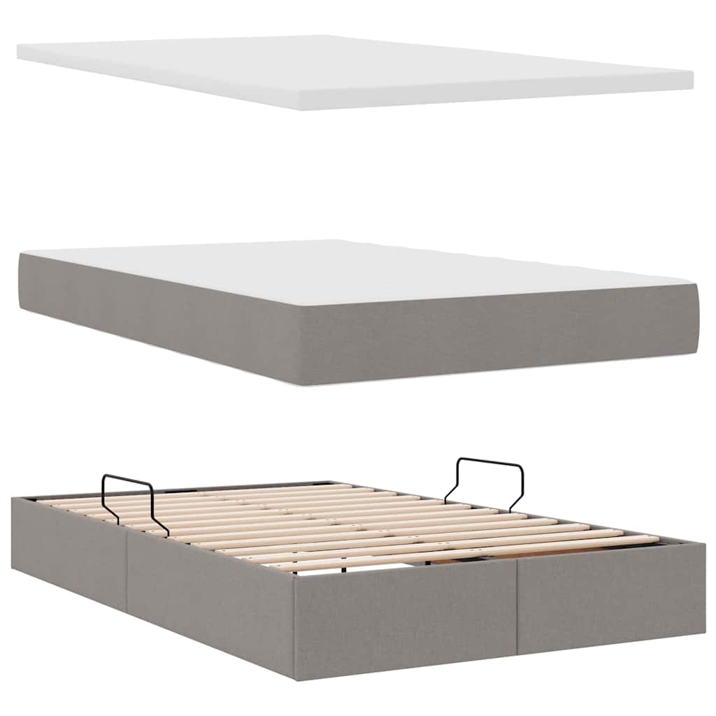 Krevet s prostorom za pohranu s LED-om Sivo-smeđa 120 x 200 cm