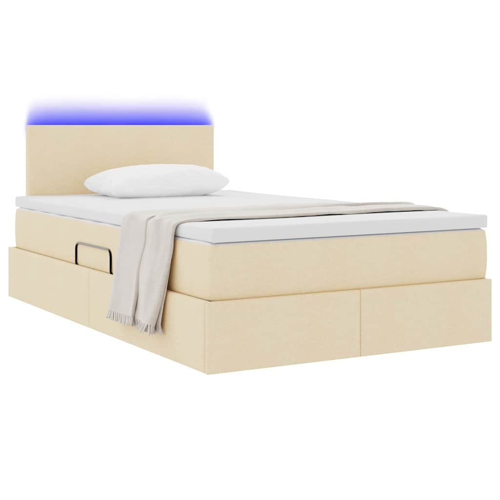 Krevet s prostorom za pohranu s LED-om Krema 120 x 200 cm