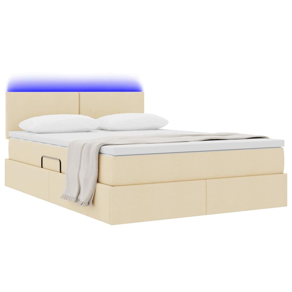 Krevet s prostorom za pohranu s LED-om Krema 140 x 190 cm