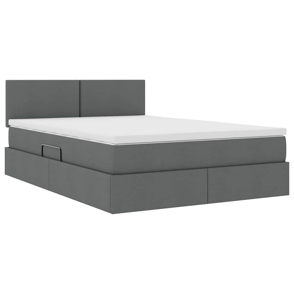 Krevet s prostorom za pohranu s LED-om Tamno siva 140 x 200 cm
