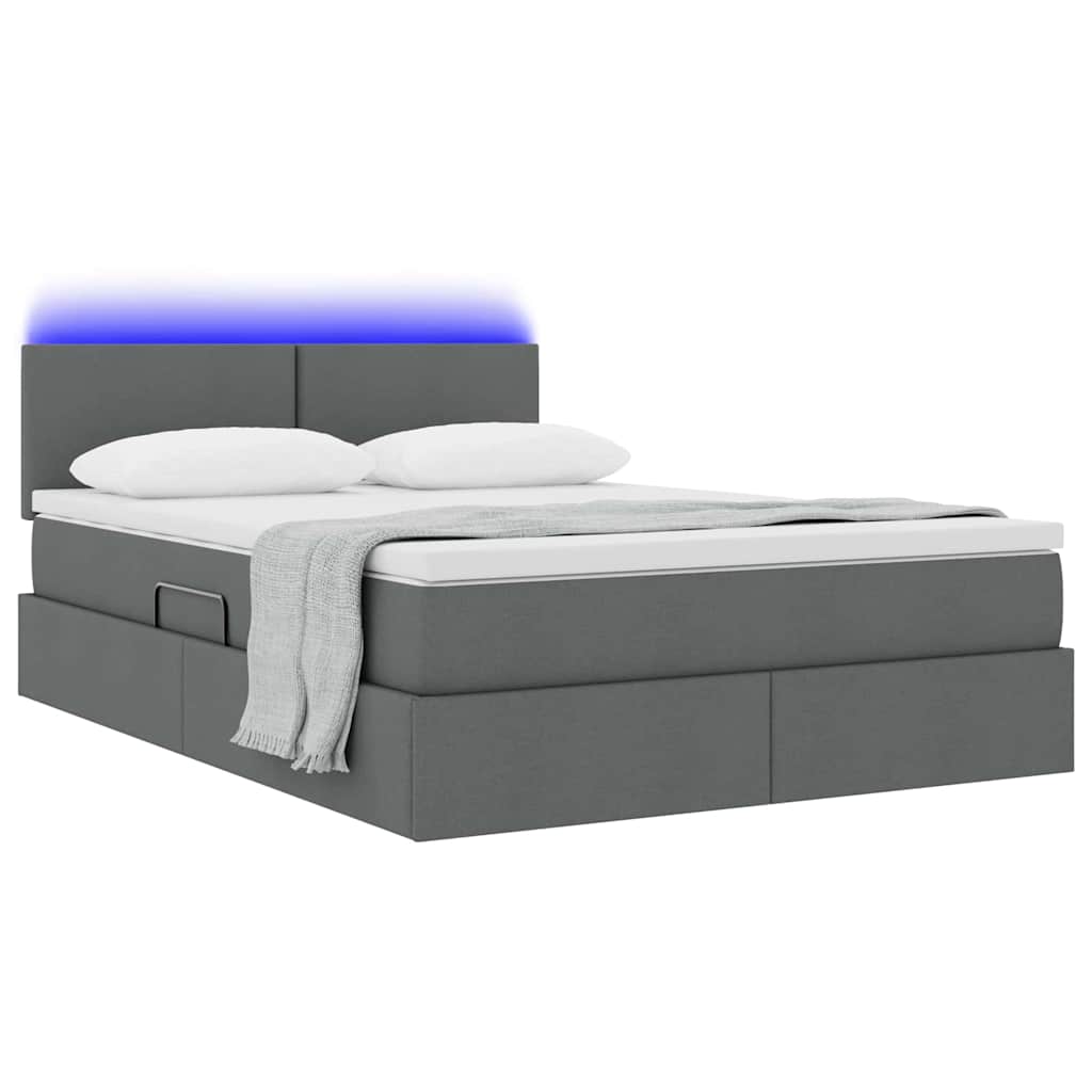 Krevet s prostorom za pohranu s LED-om Tamno siva 140 x 200 cm