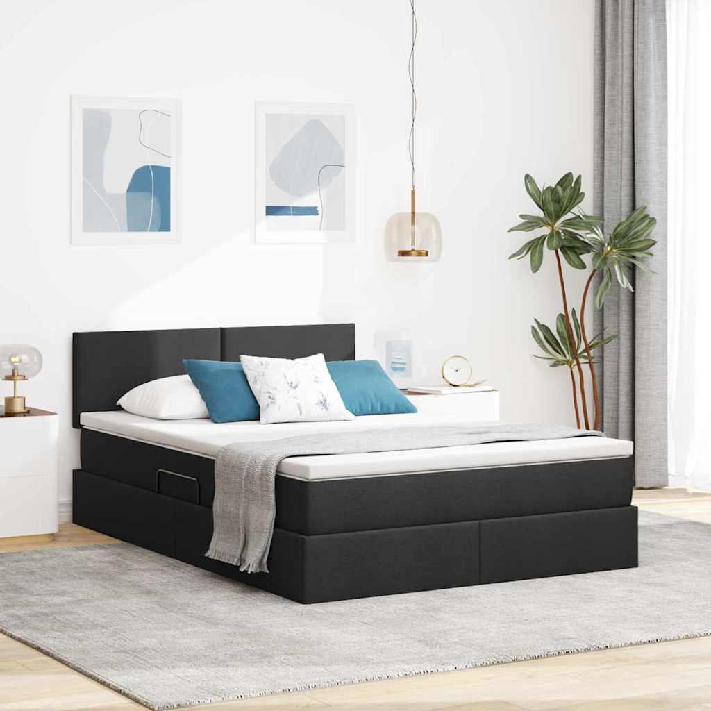 Krevet s prostorom za pohranu s LED-om Crna 140 x 200 cm