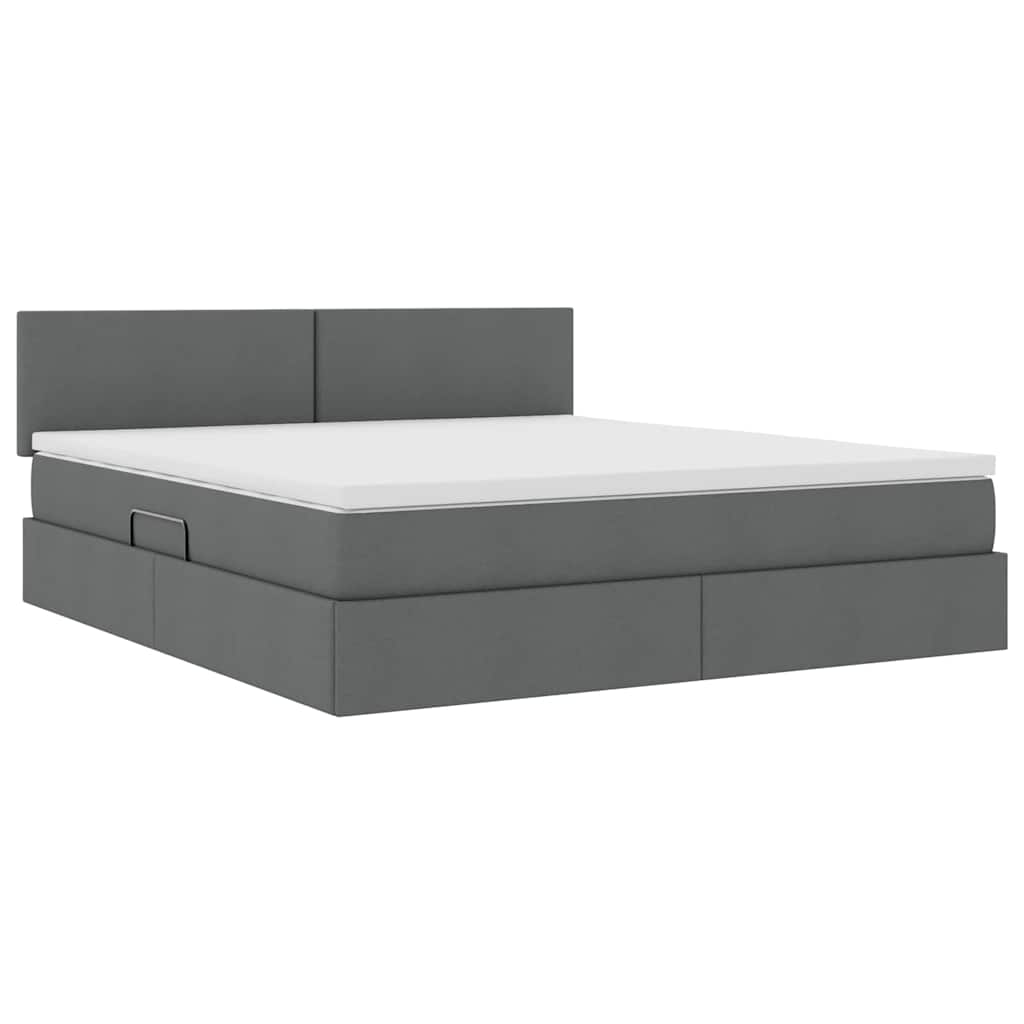 Krevet s prostorom za pohranu s LED-om Tamno siva 160 x 200 cm