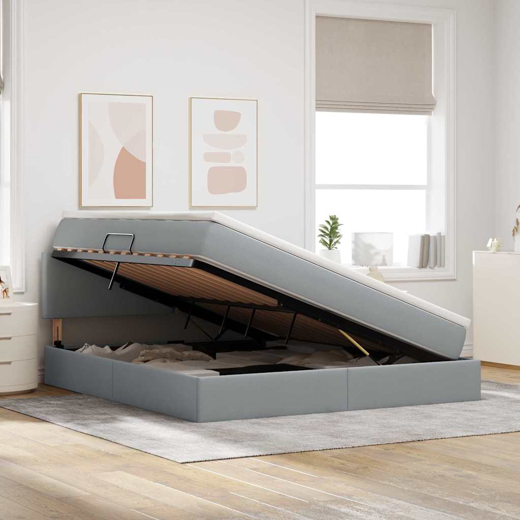 LED krevet za pohranu s madracem Svjetlosiva 180 x 200 cm