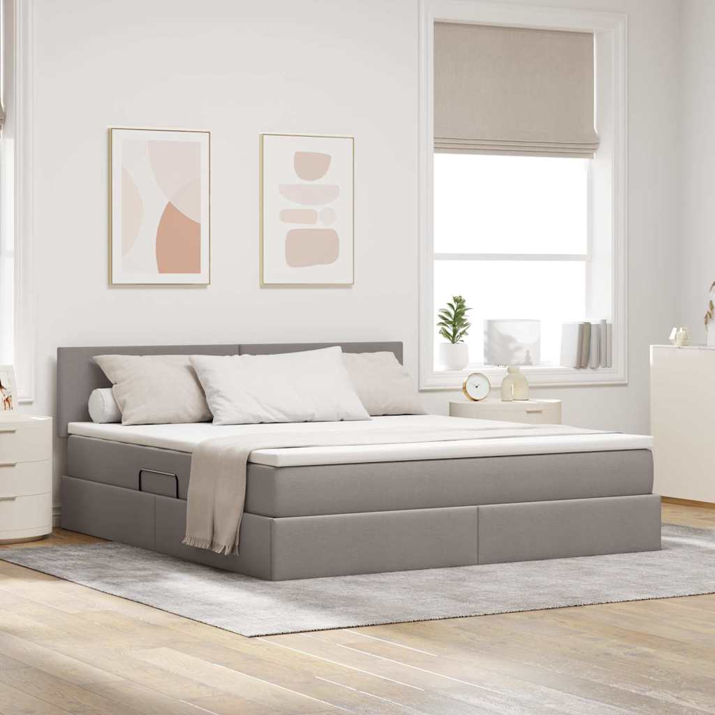Krevet s prostorom za pohranu s LED-om Sivo-smeđa 180 x 200 cm
