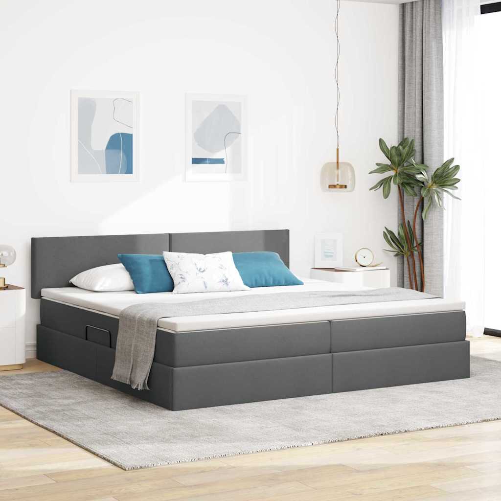 Krevet s prostorom za pohranu s LED-om Tamno siva 200 x 200 cm