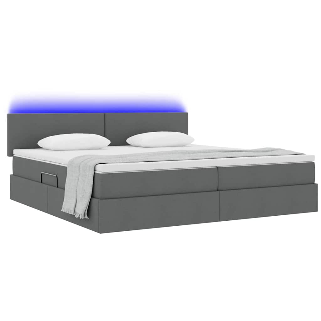 Krevet s prostorom za pohranu s LED-om Tamno siva 200 x 200 cm