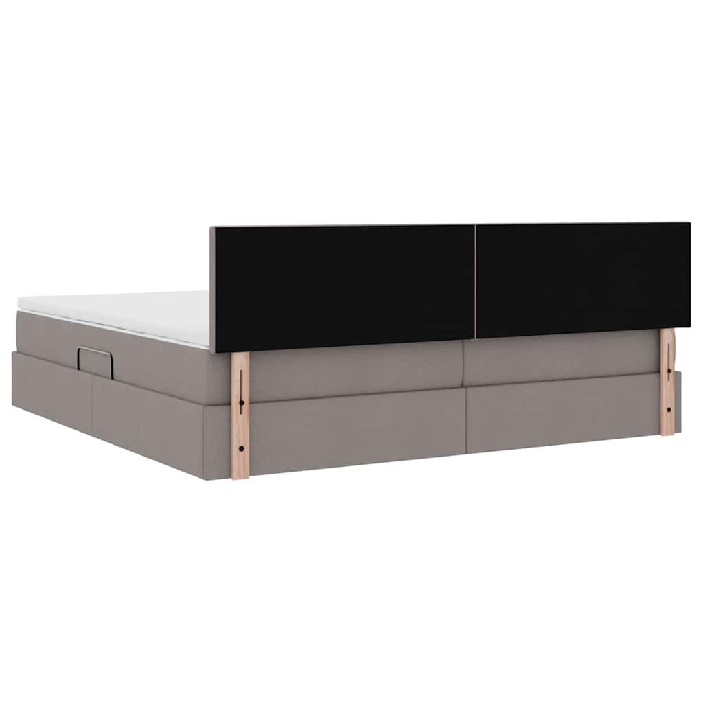 Krevet s prostorom za pohranu s LED-om Sivo-smeđa 200 x 200 cm