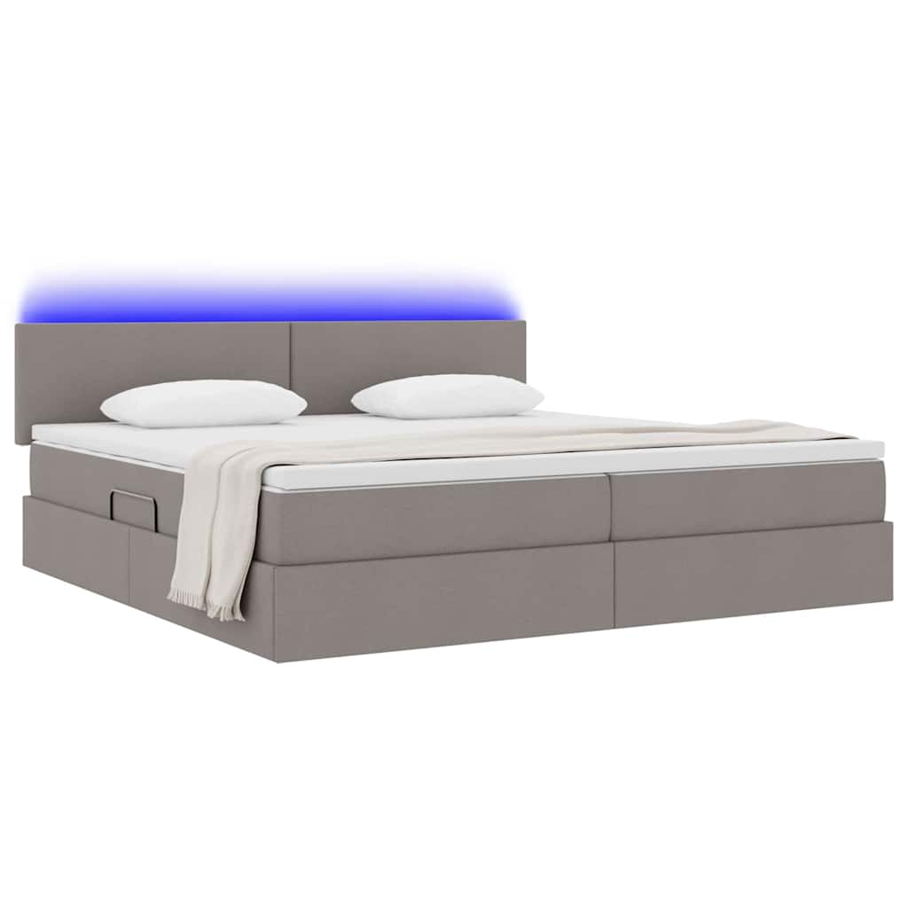 Krevet s prostorom za pohranu s LED-om Sivo-smeđa 200 x 200 cm