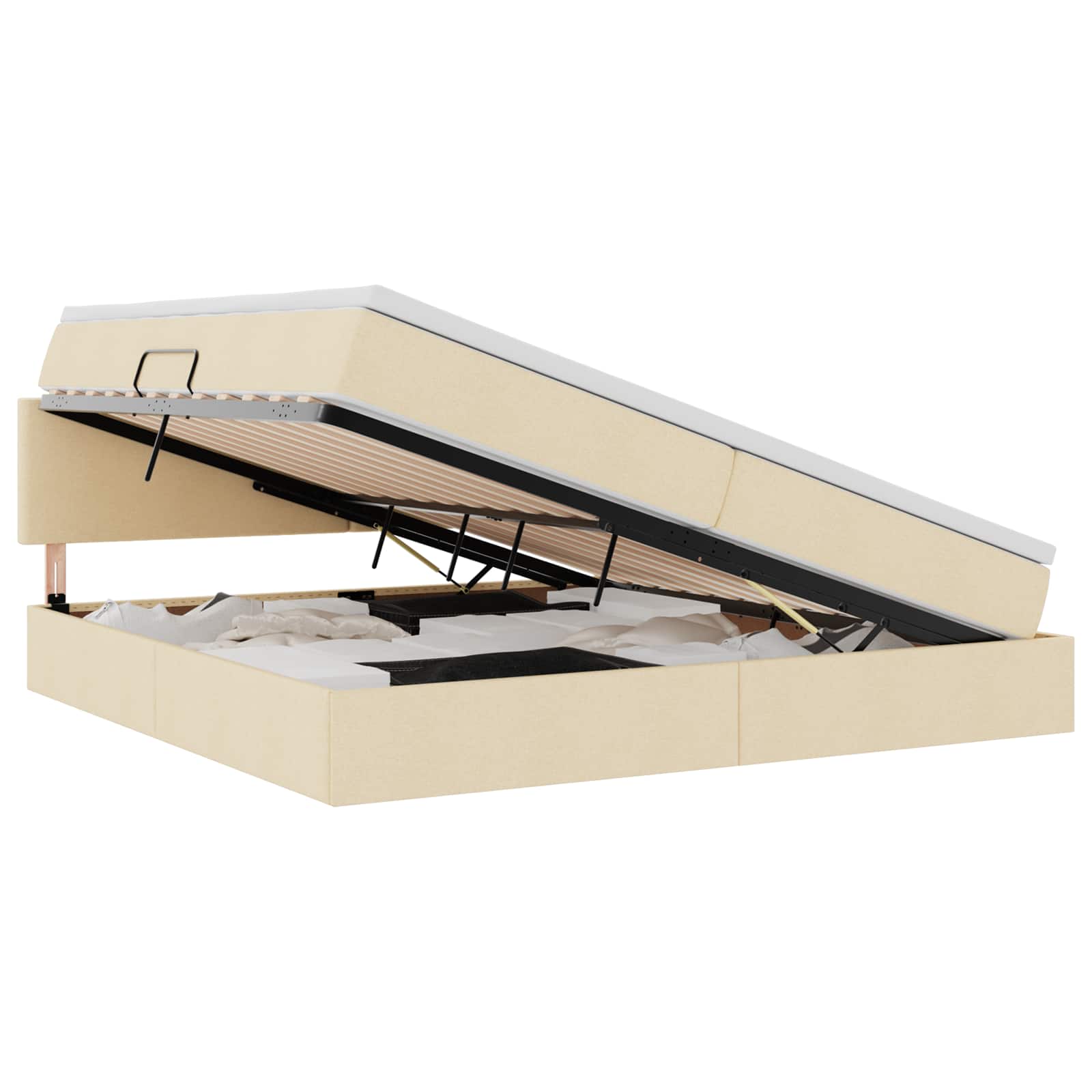 Krevet s prostorom za pohranu s LED-om Krema 200 x 200 cm