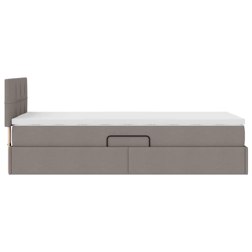 LED krevet za pohranu s madracem Sivosmeđa 90 x 200 cm Tkanina