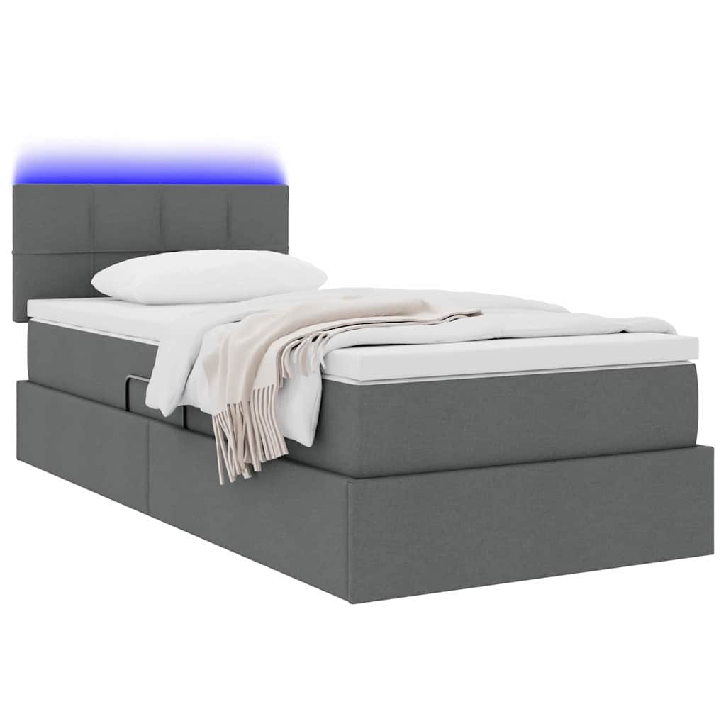 Krevet s prostorom za pohranu s LED-om Tamno siva 100 x 200 cm