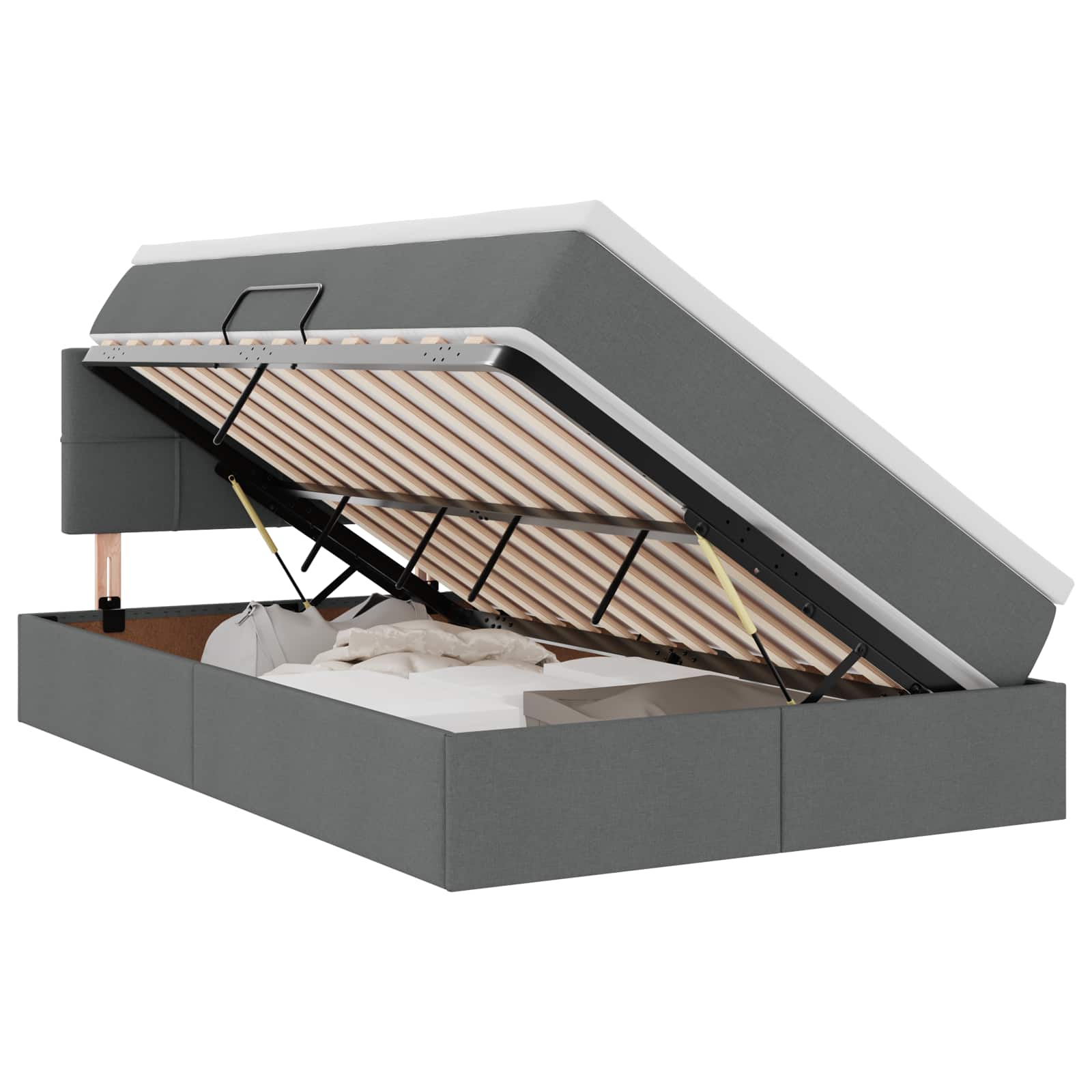 Krevet s prostorom za pohranu s LED-om Tamno siva 120 x 200 cm