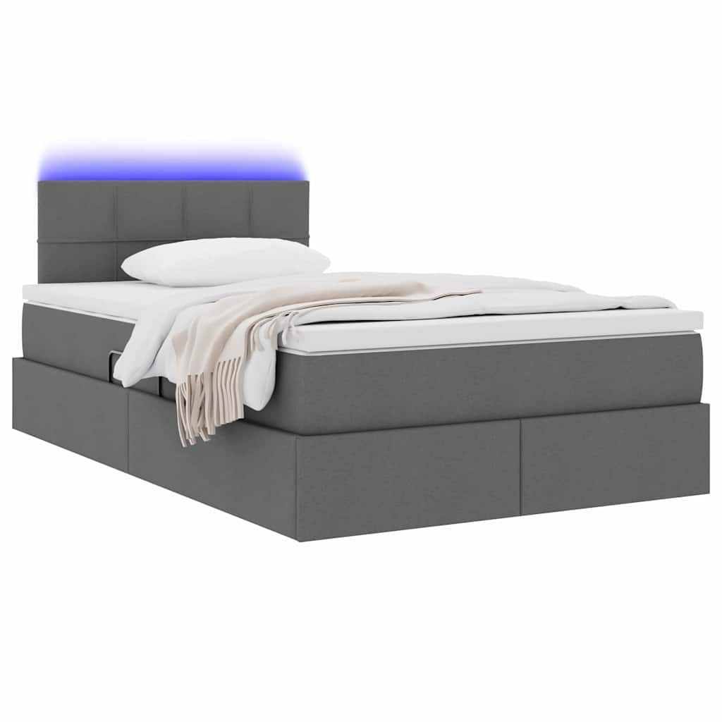 Krevet s prostorom za pohranu s LED-om Tamno siva 120 x 200 cm