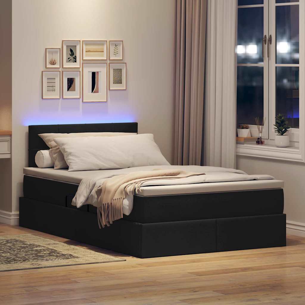 Krevet s prostorom za pohranu s LED-om Crna 120 x 200 cm