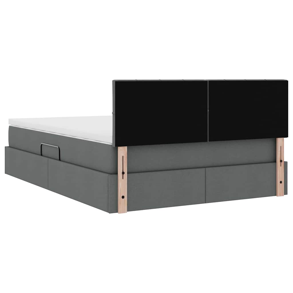 Krevet s prostorom za pohranu s LED-om Tamno siva 140 x 190 cm