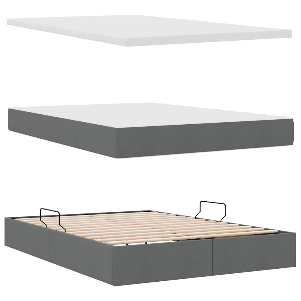 Krevet s prostorom za pohranu s LED-om Tamno siva 140 x 190 cm