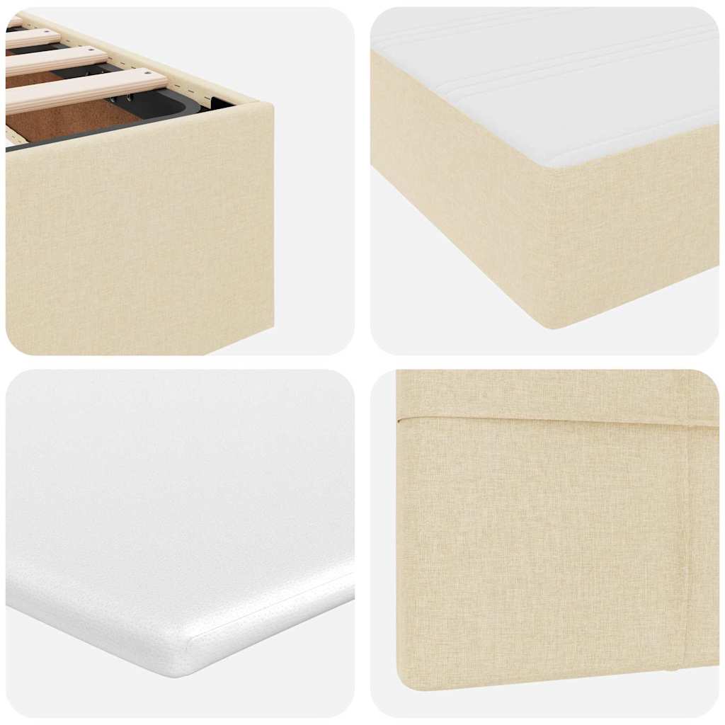 LED krevet za pohranu s madracem Krema 140 x 190 cm Tkanina