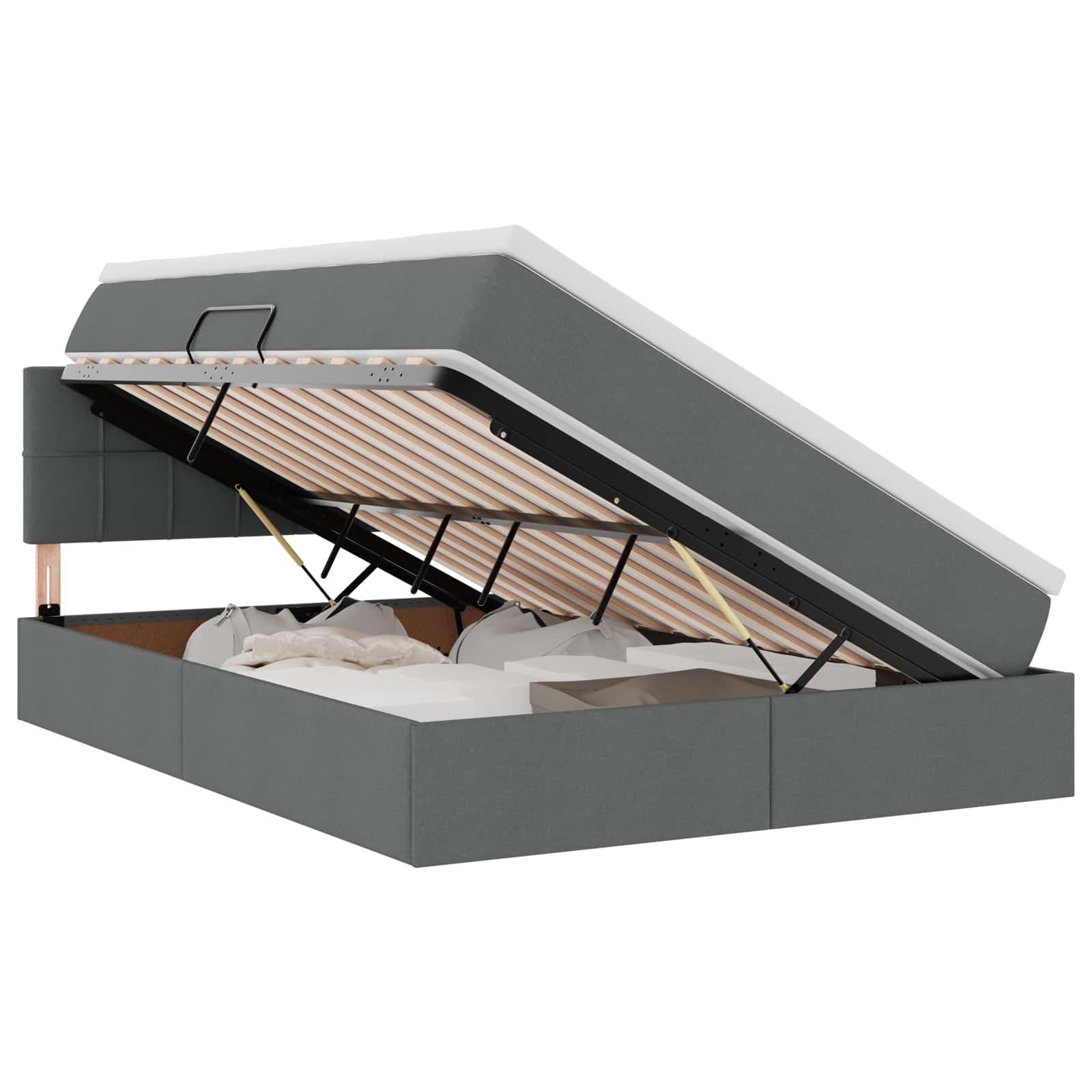 Krevet s prostorom za pohranu s LED-om Tamno siva 140 x 200 cm