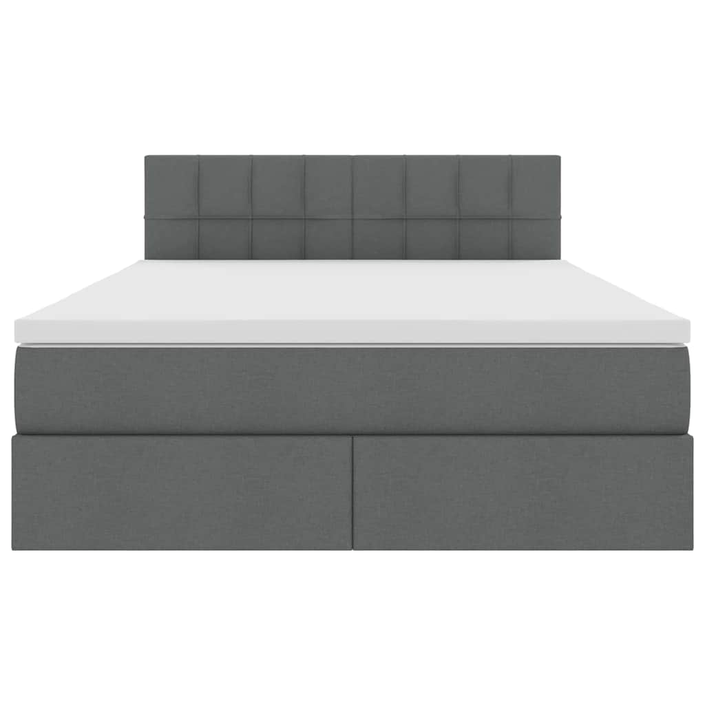 LED krevet za pohranu s madracem Tamnosiva 140 x 200 cm Tkanina