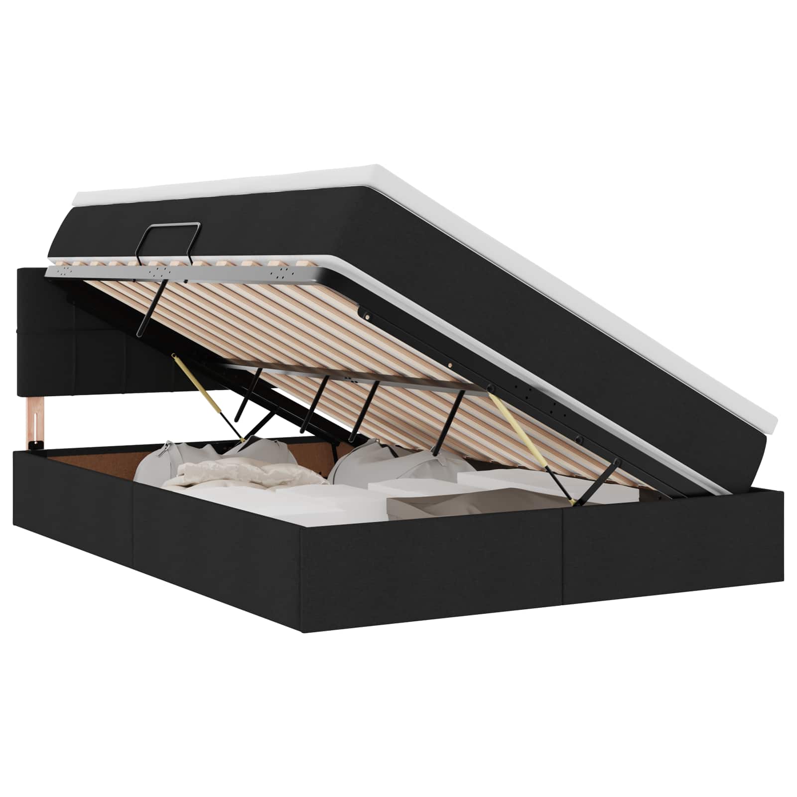 Krevet s prostorom za pohranu s LED-om Crna 140 x 200 cm