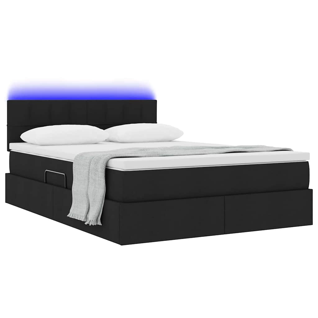Krevet s prostorom za pohranu s LED-om Crna 140 x 200 cm