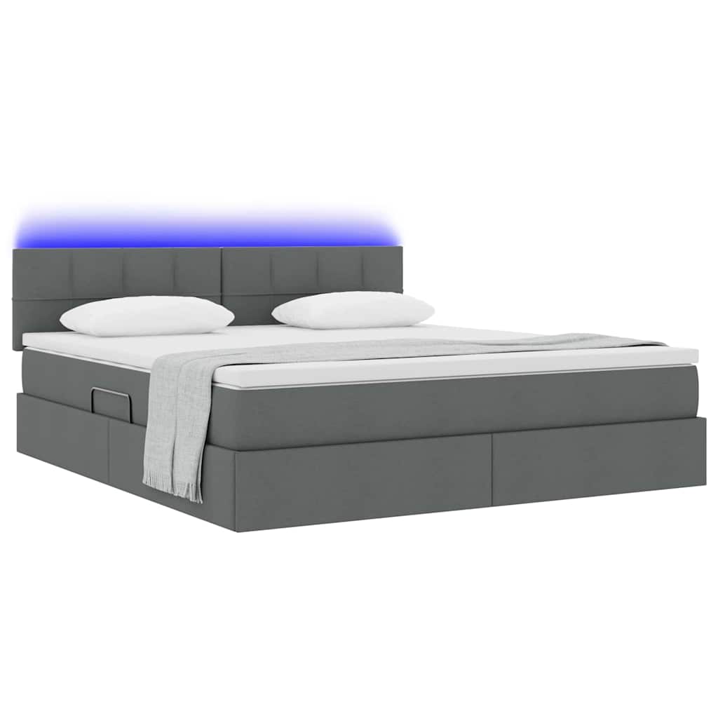 Krevet s prostorom za pohranu s LED-om Tamno siva 160 x 200 cm