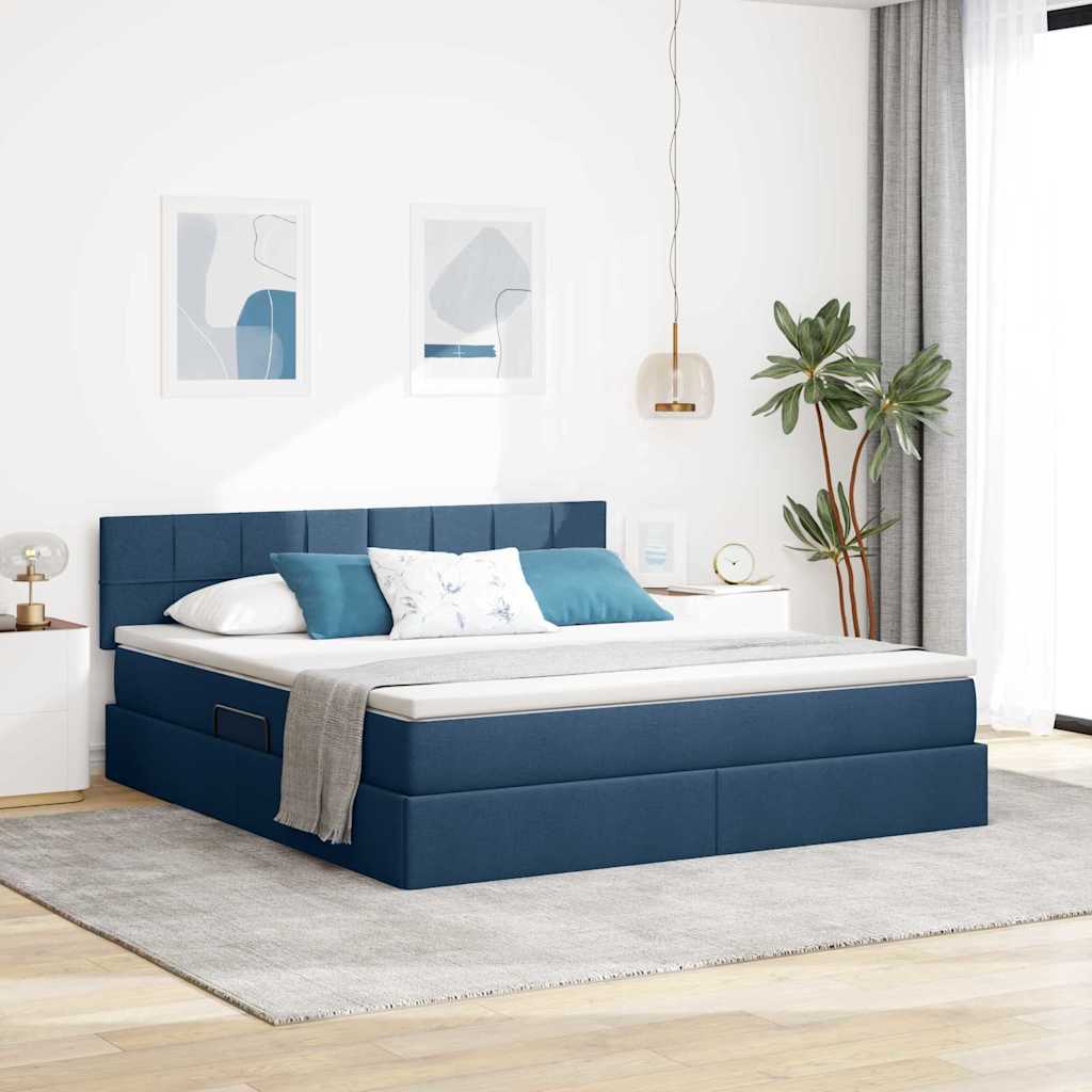 Krevet s prostorom za pohranu s LED-om Plava 160 x 200 cm
