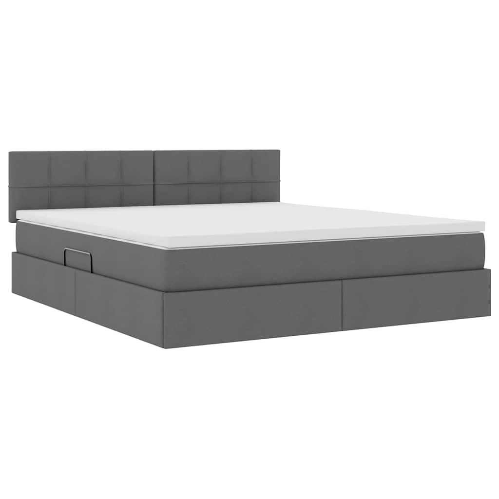 Krevet s prostorom za pohranu s LED-om Tamno siva 180 x 200 cm