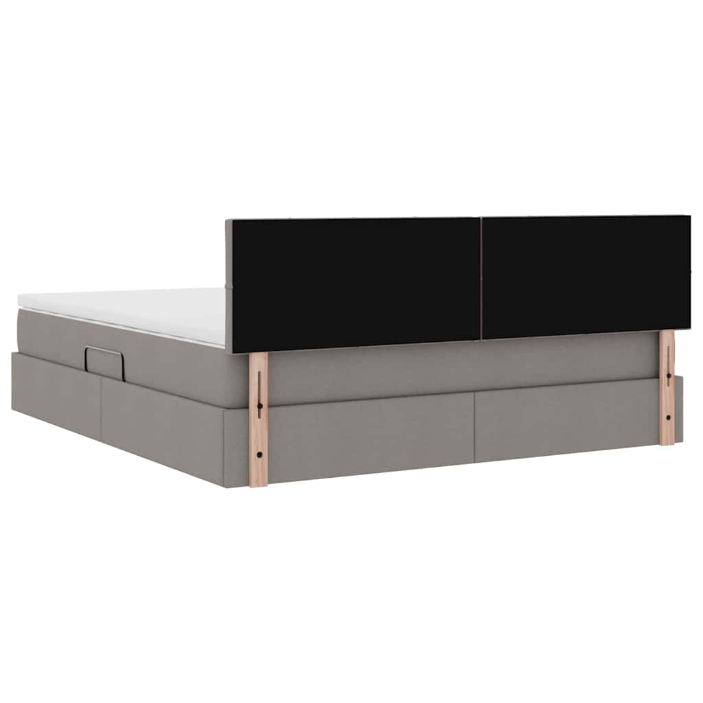 LED krevet za pohranu s madracem Sivosmeđa 180 x 200 cm Tkanina