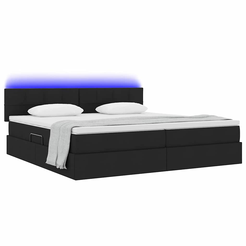 Krevet s prostorom za pohranu s LED-om Crna 200 x 200 cm