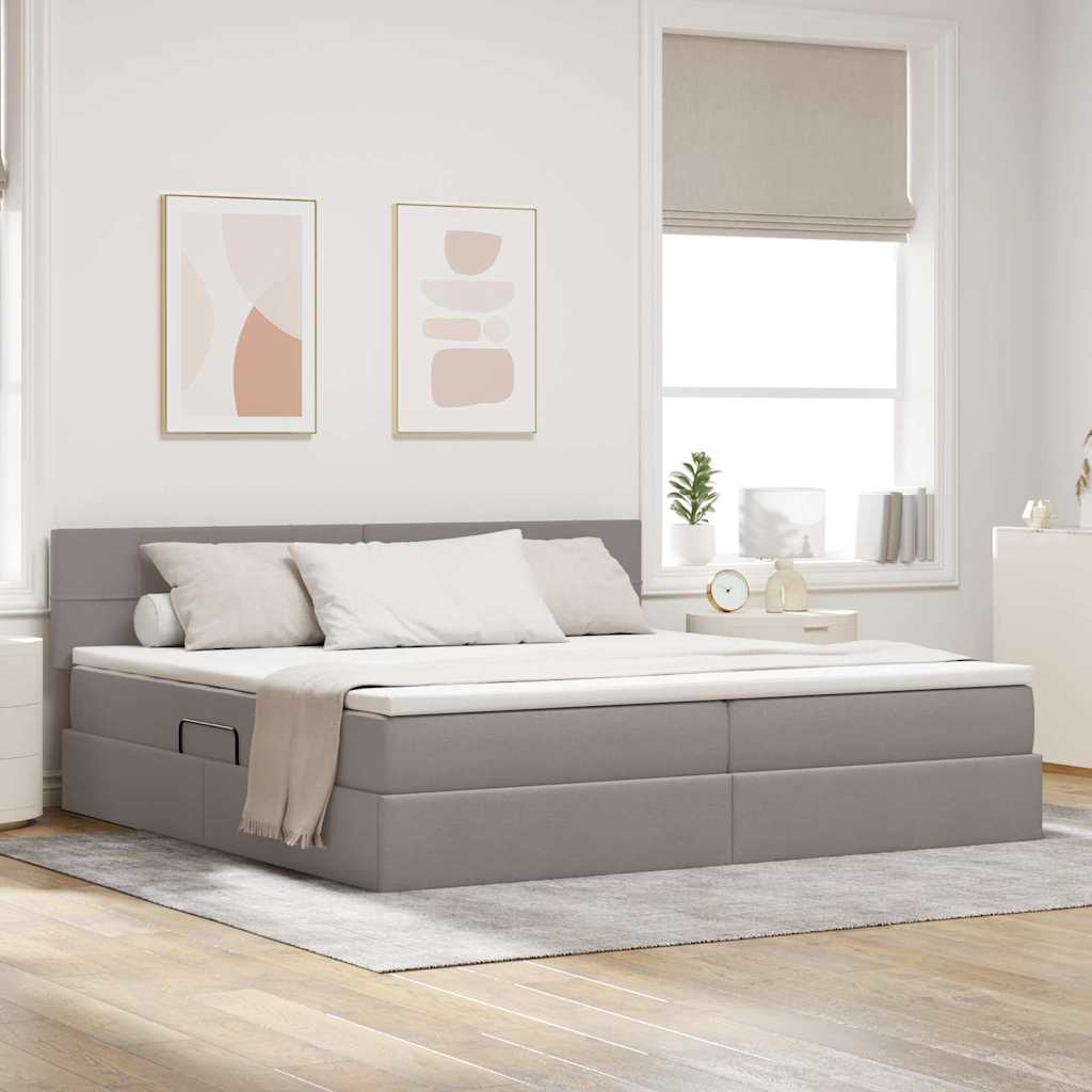 Krevet s prostorom za pohranu s LED-om Sivo-smeđa 200 x 200 cm