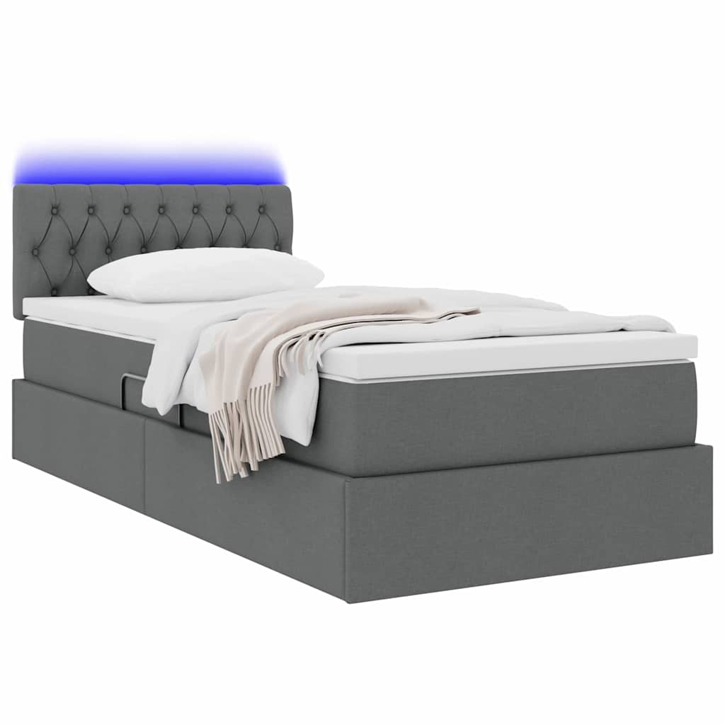 Krevet s prostorom za pohranu s LED-om Tamno siva 90 x 190 cm