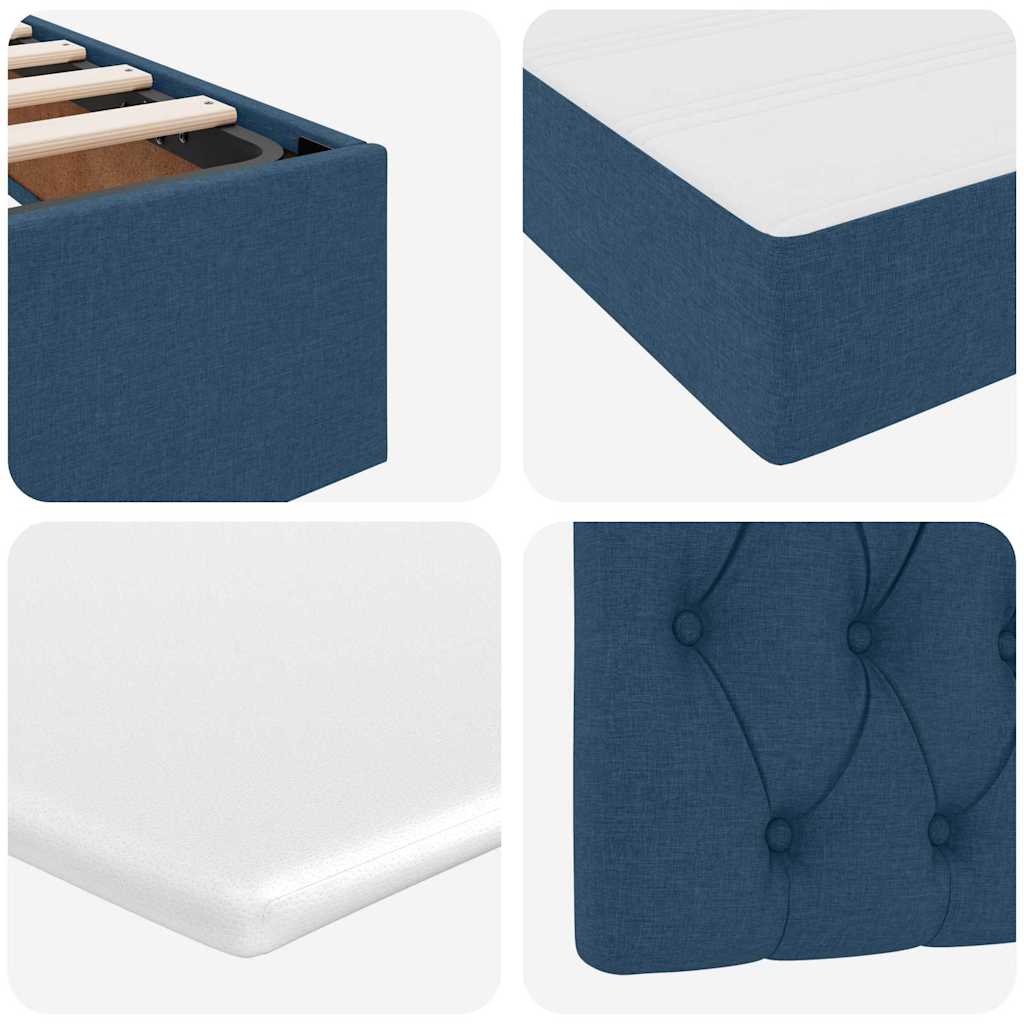 LED krevet za pohranu s madracem Plava 90 x 190 cm Tkanina