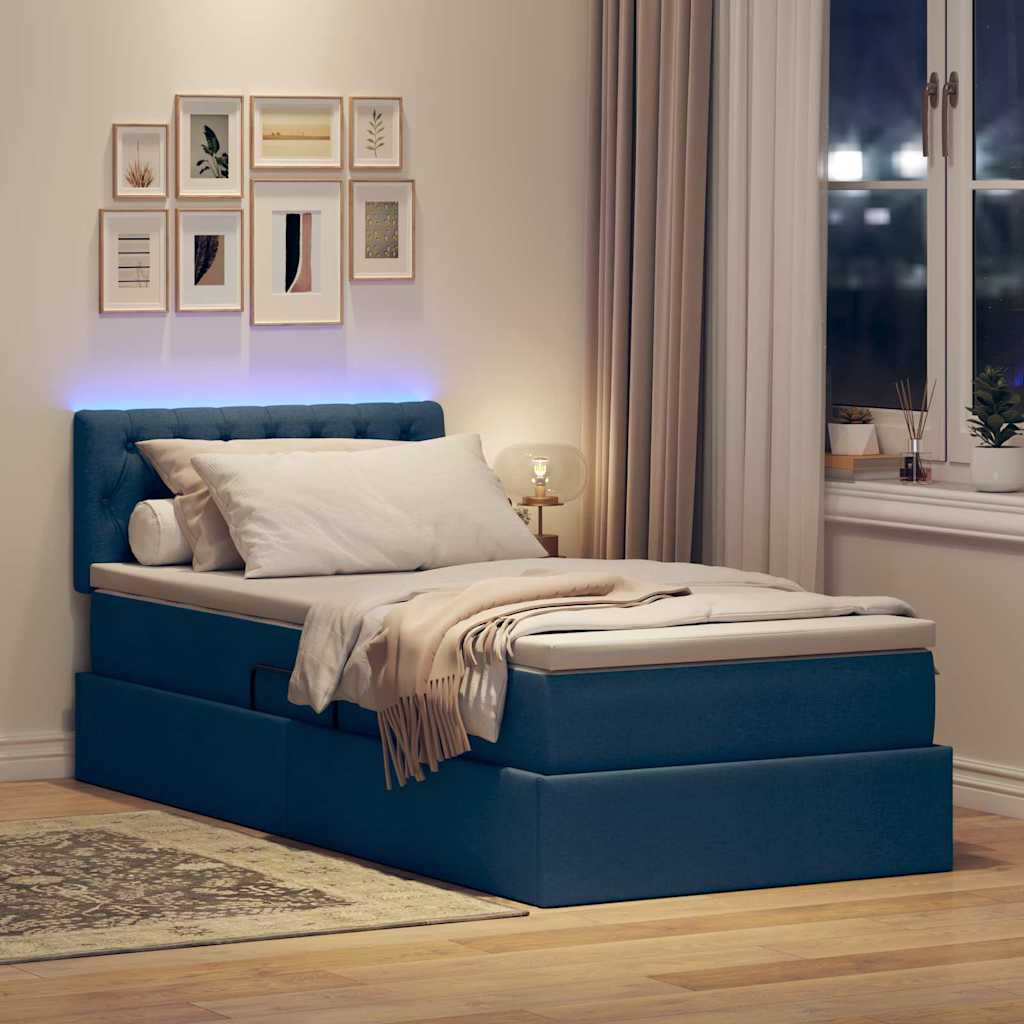 Krevet s prostorom za pohranu s LED-om Plava 90 x 190 cm