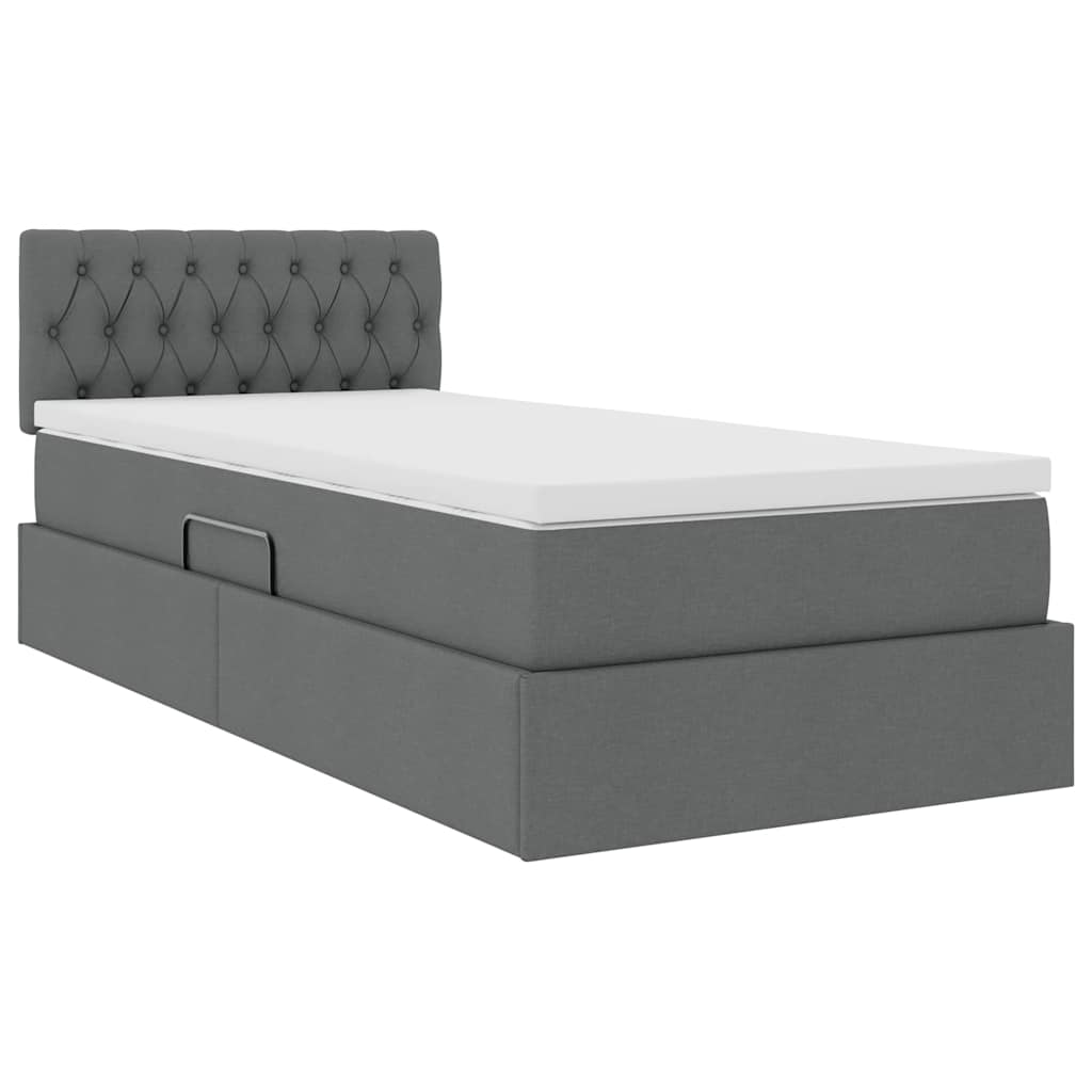 Krevet s prostorom za pohranu s LED-om Tamno siva 100 x 200 cm