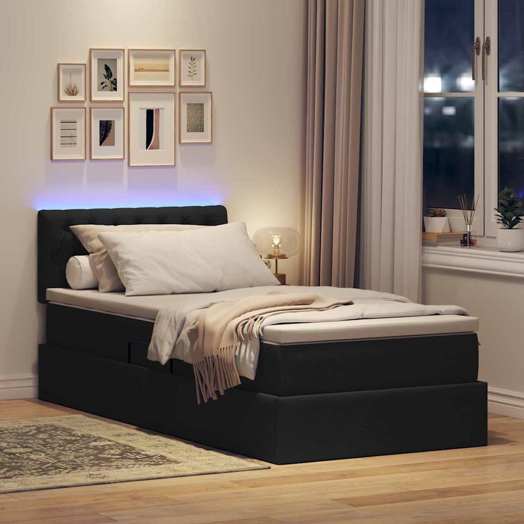 Krevet s prostorom za pohranu s LED-om Crna 100 x 200 cm