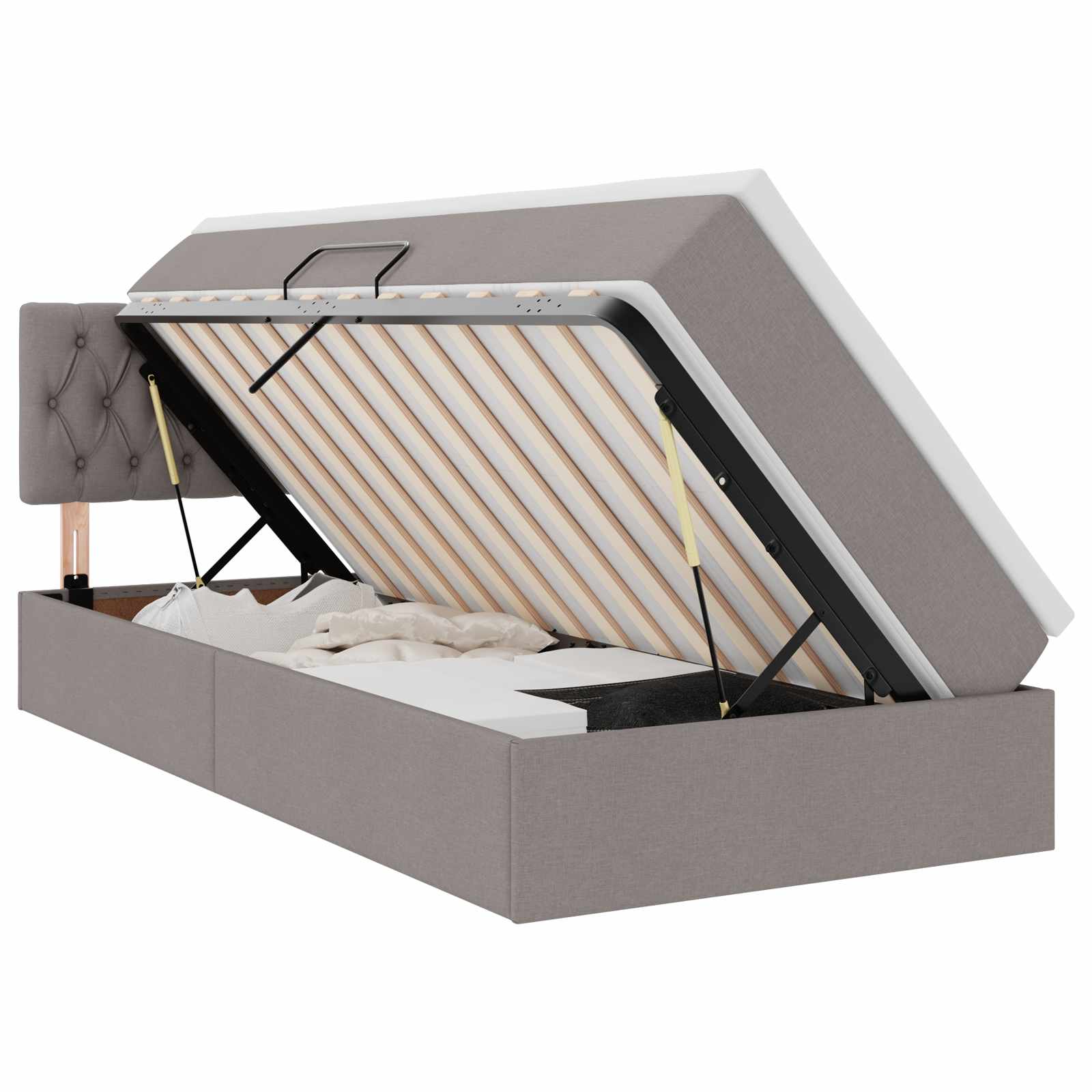 Krevet s prostorom za pohranu s LED-om Sivo-smeđa 100 x 200 cm