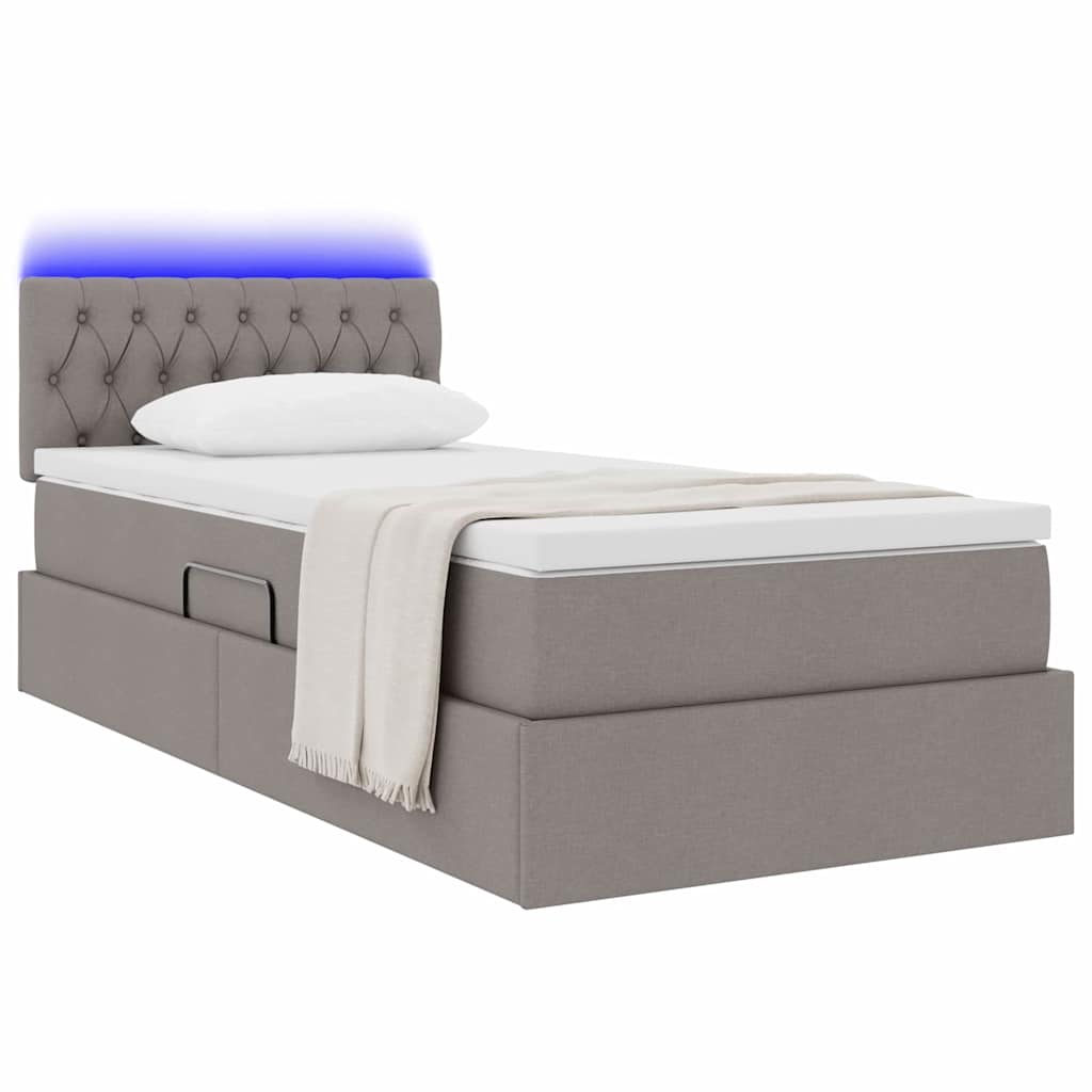 Krevet s prostorom za pohranu s LED-om Sivo-smeđa 100 x 200 cm