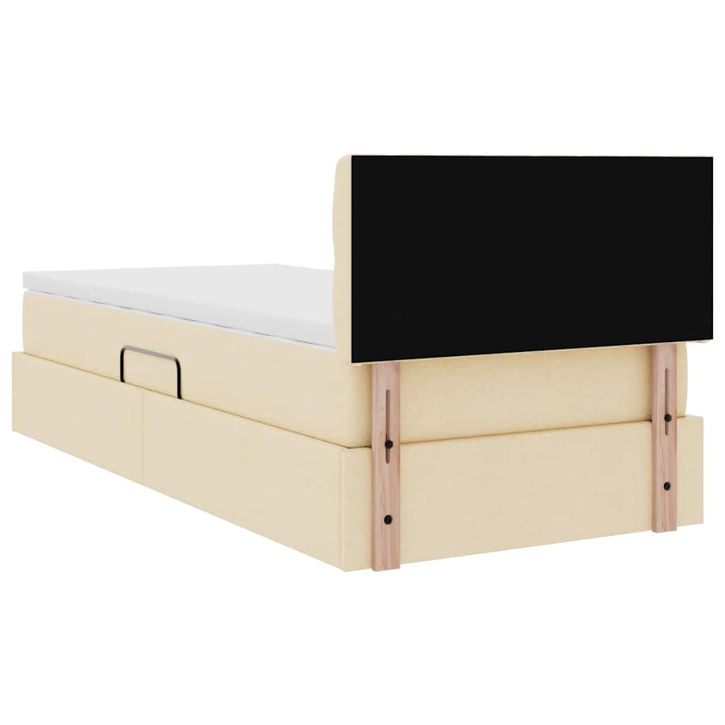 LED krevet za pohranu s madracem Krema 100 x 200 cm Tkanina